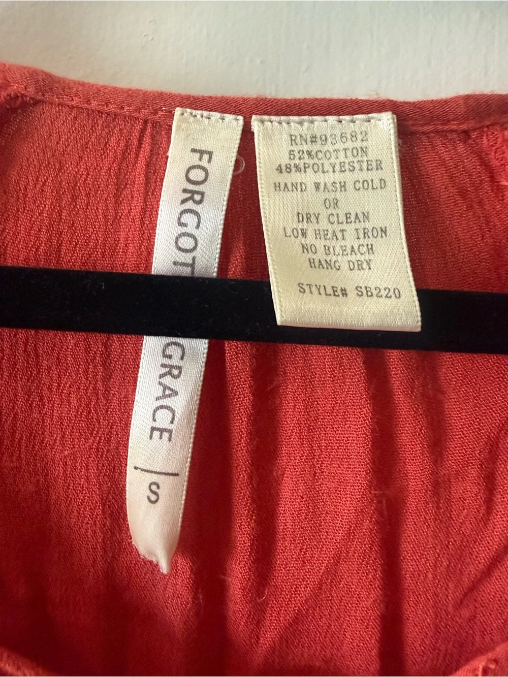 Forgotten Grace Red Boho Peasant Blouse | SZ Sm | like new | 52% cotton - Picture 4 of 4